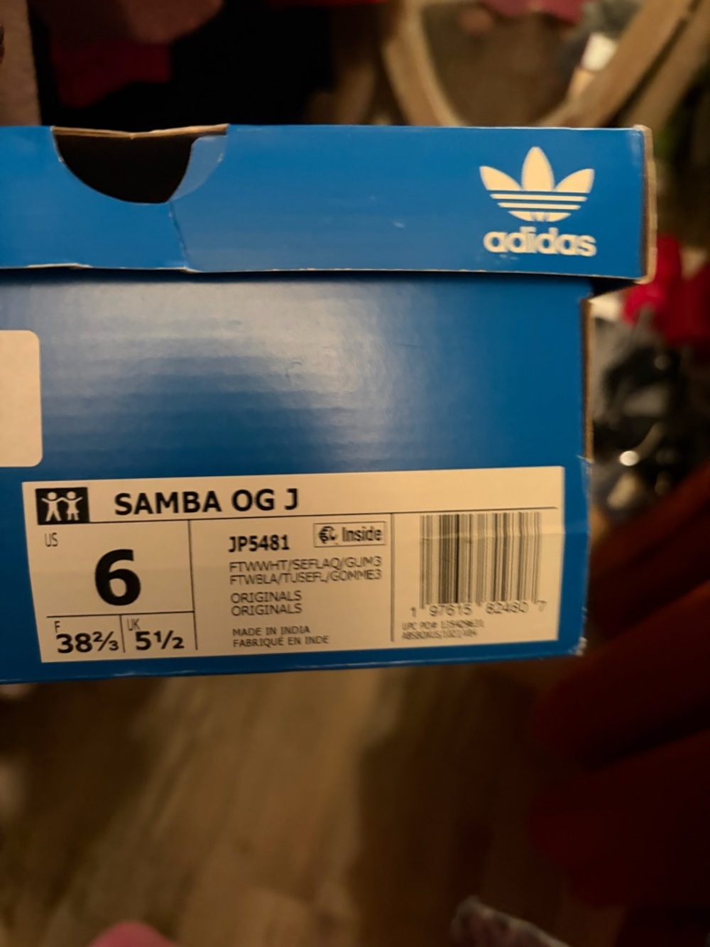adidas White Aqua stripes and gum bottom Samba Sneakers - Picture 6 of 6